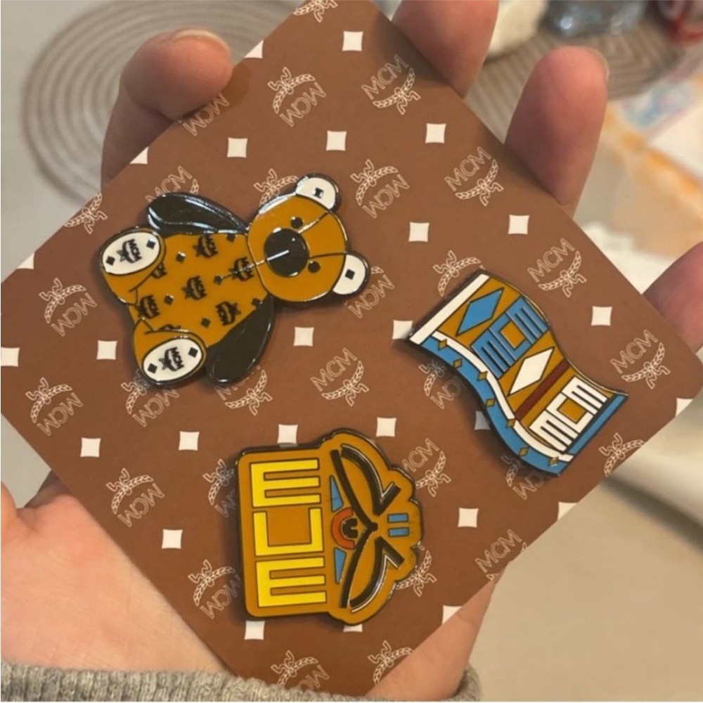 MCM Bear and Logo Pins Set